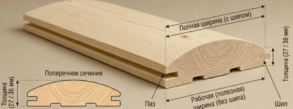 Блок-хаус: полная и рабочая ширина доски
